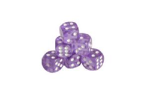 DICE - 16MM - TRANSLUCENT PURPLE/WHITE PIPS